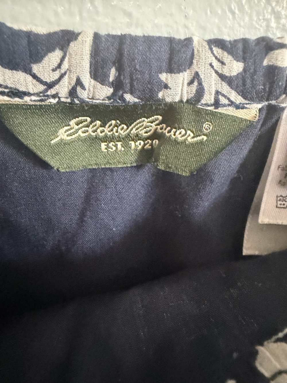 Eddie Bauer Navy Blue A-Line Skirt with Cream Floral Print Drawstring - Picture 8 of 8